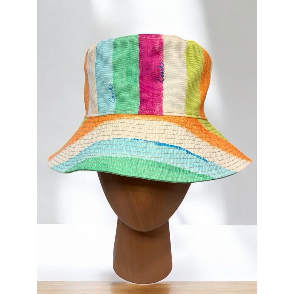 Y2K Coach Hamptons Watercolor Striped Sunhat Size P/S